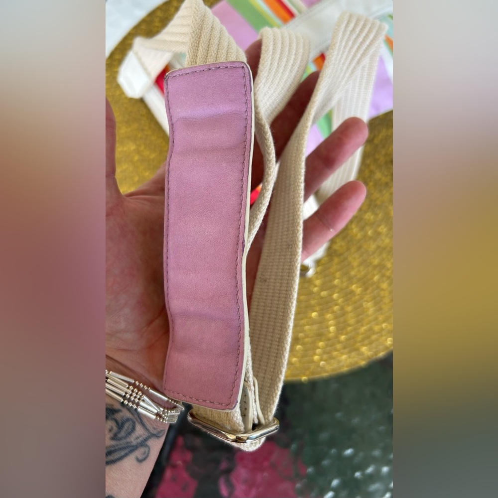 COACH BEACH MULTICOLORED STRIPED SWINGBACK CROSSBODY. EUC one pen mark on front. - Picture 6 of 11